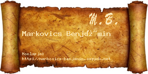 Markovics Benjámin névjegykártya