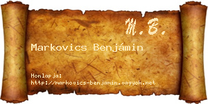 Markovics Benjámin névjegykártya